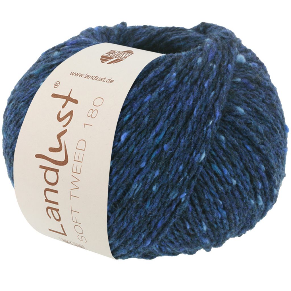 Lana Grossa Landlust Soft Tweed 180 klassisch verzwirntes Tweedgarn aus Schurwolle mit mehrfarbigen Noppen Farbe 114 - Dunkelblau meliert