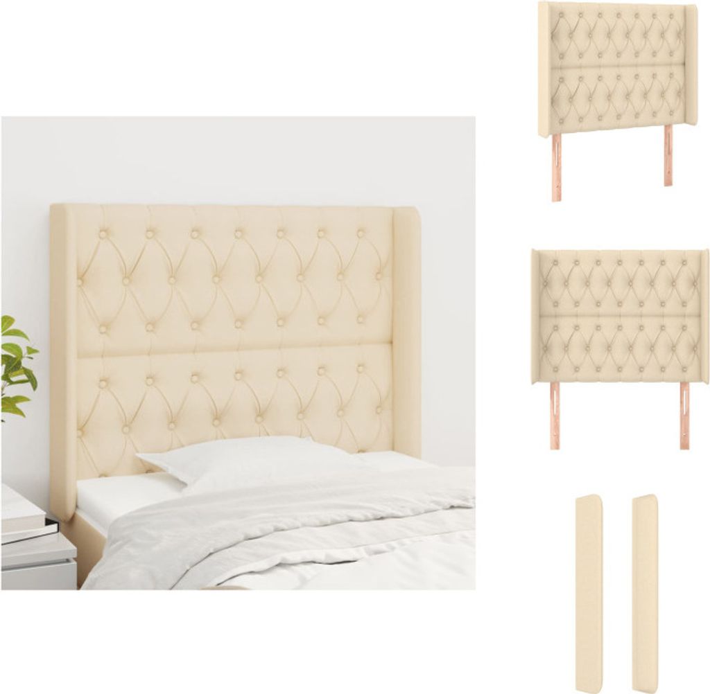vidaXL Kopfteil mit Ohren Creme 93x16x118/128 cm Stoff - Kopf- & Fußenden