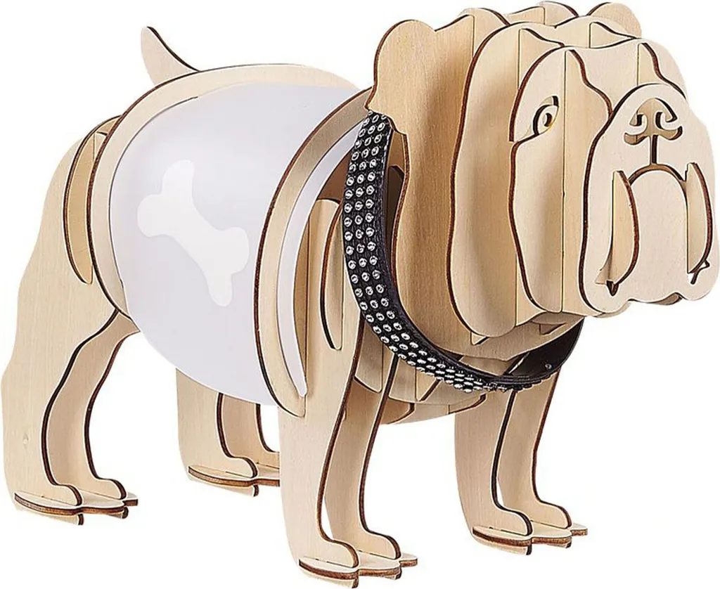 Lampe de table bois et blanc 22 cm Buldogge Beliani pour chevet