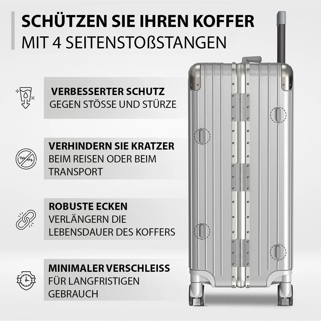 Set de Valises de Voyage AEON Argent S/M Idéal pour Avion et Train TSA - 9