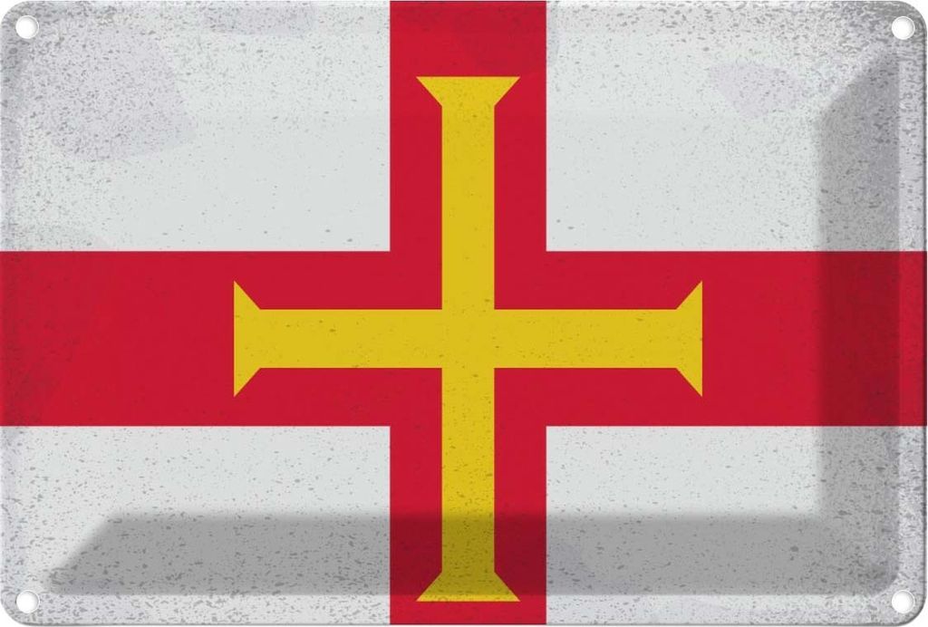 vianmo Blechschild 12x18 cm Guernsey Vintage Flagge Fahne Wappen