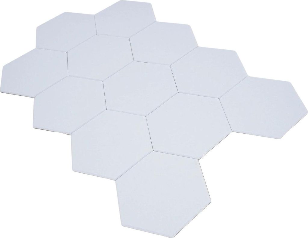 Akustikpaneele - Sechseckige Wandpaneele - 12er Set - Schallabsorption - Polyesterfaser - 0,9 cm Stark - Weiß