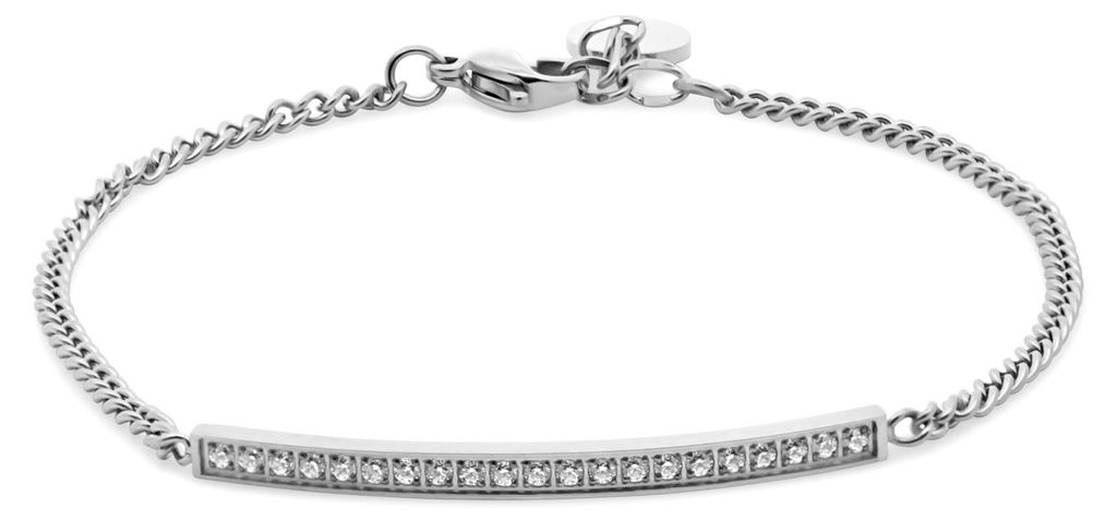 8CB-91385 – CO88 Bracelet – White Crystal – 16+3 cm – Zilverkleurig