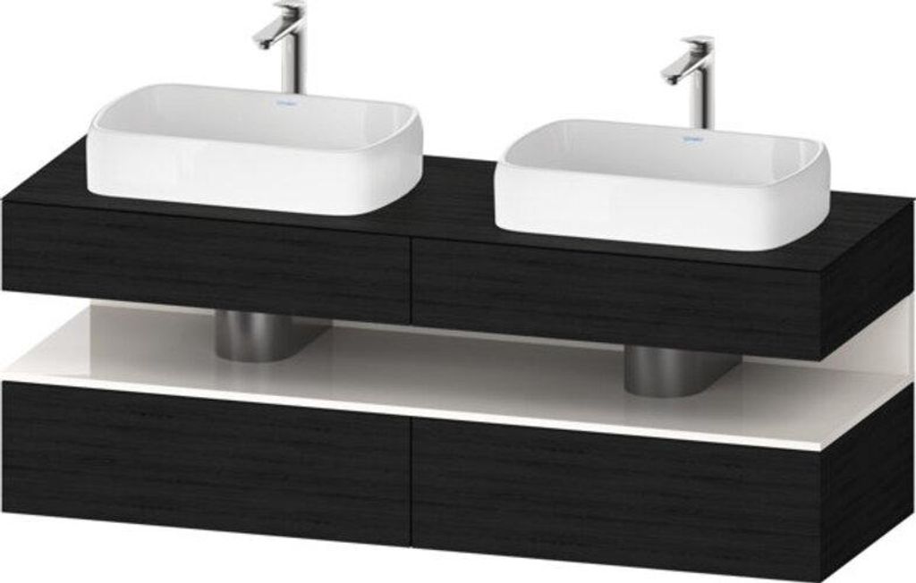 Duravit Qatego Konsolenwaschtischunterbau, 2 Auszüge, 2 Schubkästen, 2 Ausschnitte, 1600x550x600mm, Nische Weiß Hochglanz, QA4779022160010