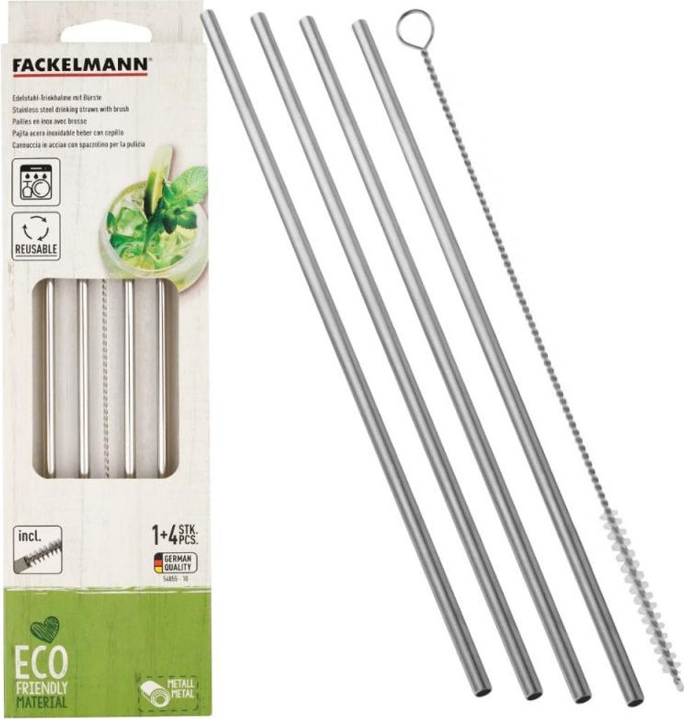 Fackelmann Cannucce in acciaio inox, con scovolino per Immagine del prodotto 