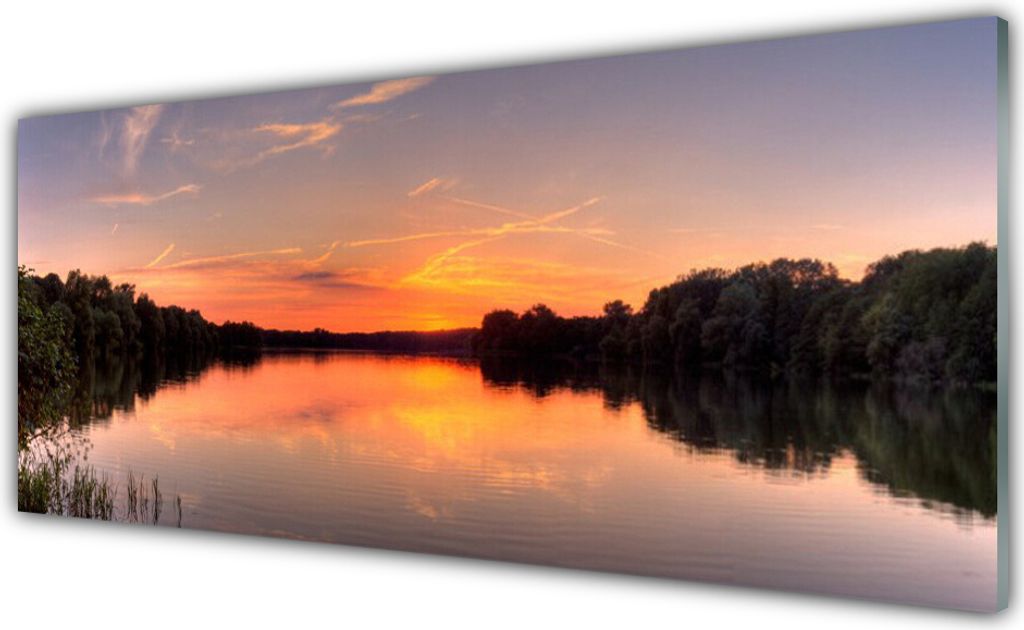 Küchenrückwand aus Glas 125x50cm Spritzschutz See Wald Landschaft
