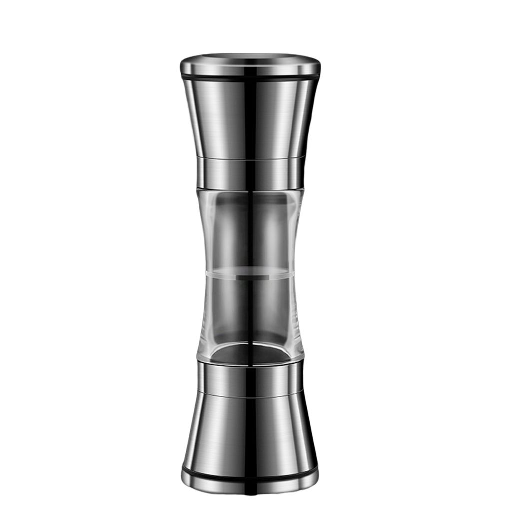Pfeffermühle, sichtbares Design, lebensmittelecht, doppelköpfig, verstellbar, leicht zu reinigen, Edelstahl, Handmühle für Pfeffer, Salz und Ge...