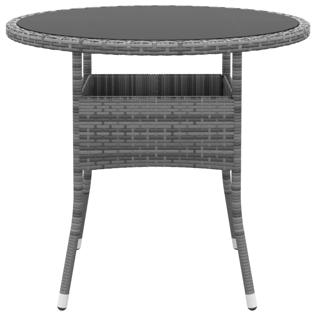 vidaXL Gartentisch Ø80x75 cm Hartglas e Poly Rattan Grau