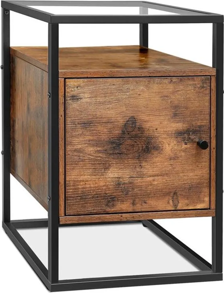 Bureau table en verre avec armoire de rangement - Collection Loft 120cm