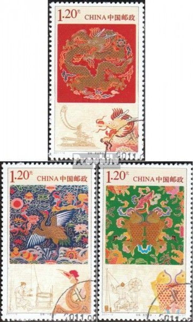Briefmarken Volksrepublik China 2011 Mi 4248-4250 (kompl.Ausg.) gestempelt Wolkenbrokat