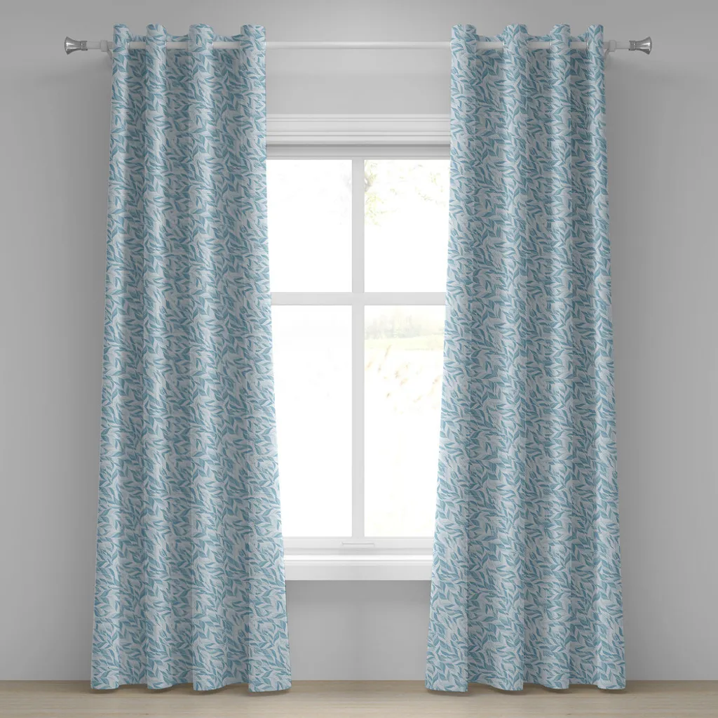 Tenda ABAKUHAUS Foglie Astratte 280x175cm - Tendaggi Blu e Azzurro Chic