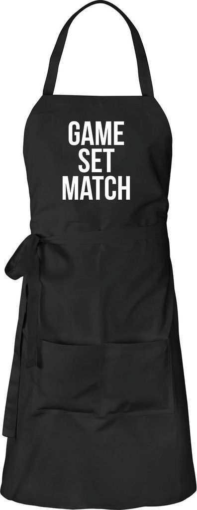 Huuraa Kochschürze Game set match Tennis Geschenk Schwarz Baumwolle Game set match Geschenkidee