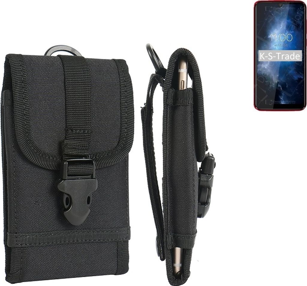 K-S-Trade Holster Handy Hülle kompatibel mit BQ Mobile BQ-6061L Slim Holster Handytasche Gürtel Tasche Schutz Hülle Robust Outdoor schwarz