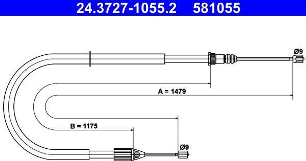 ATE 24.3727-1055.2 Seilzug, Handbremse OE 7700432012 kompatibel mit Megane, Scenic
