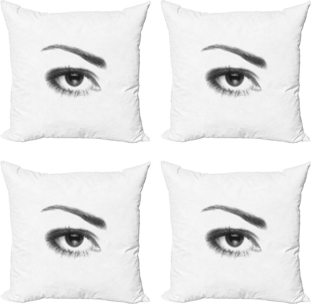 ABAKUHAUS Wimper Kissenbezug Set (4 Stück), 3D Style Retro punktierte, Moderner Doppelseitiger Digitaldruck, 40 cm x 40 cm, Schwarz-Weiss