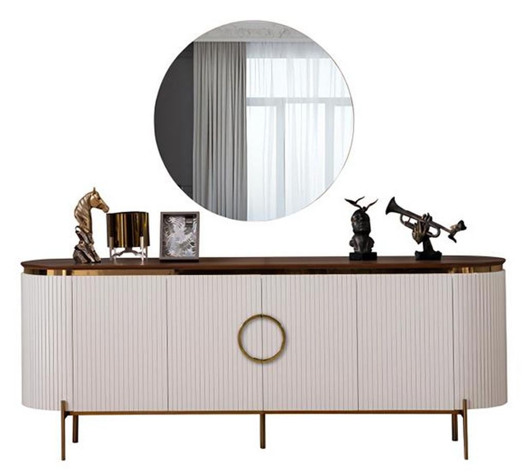 Modern Kommode mit Spiegel Stylisch Sideboard Schublade Wohnzimmer Anrichte