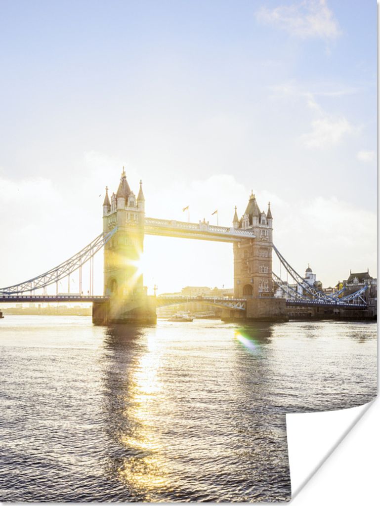 MuchoWow Poster Sonnenstrahlen hinter der Tower Bridge in London 90x120 cm - Wohnzimmer