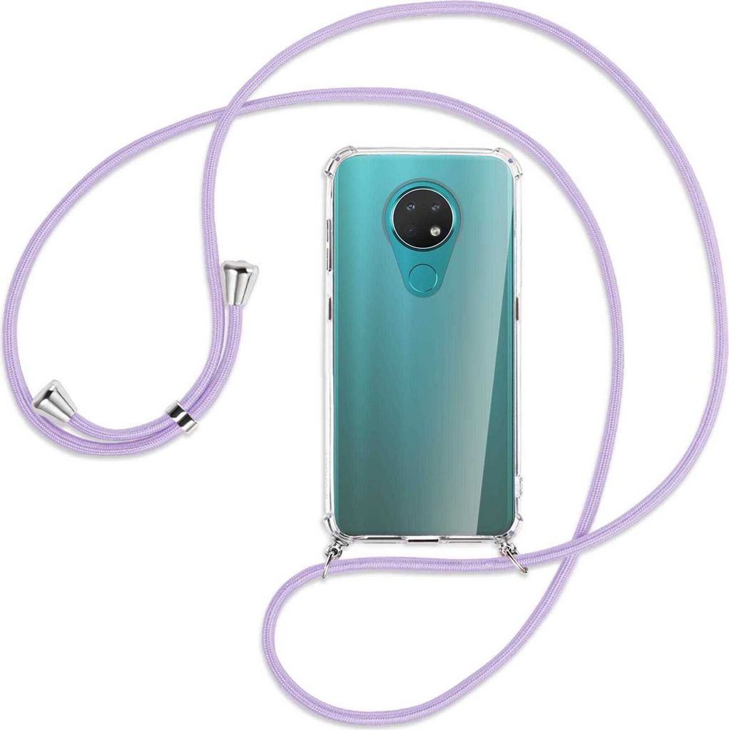 Handykette Backcover-Schutzhülle mit Band (Metall silberfarben) für Nokia 6.2 / 7.2 - violett