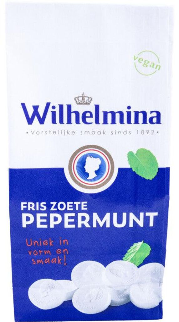 Wilhelmina Pepermunt 200g – Bonbons à la menthe fraîche, Image du produit 