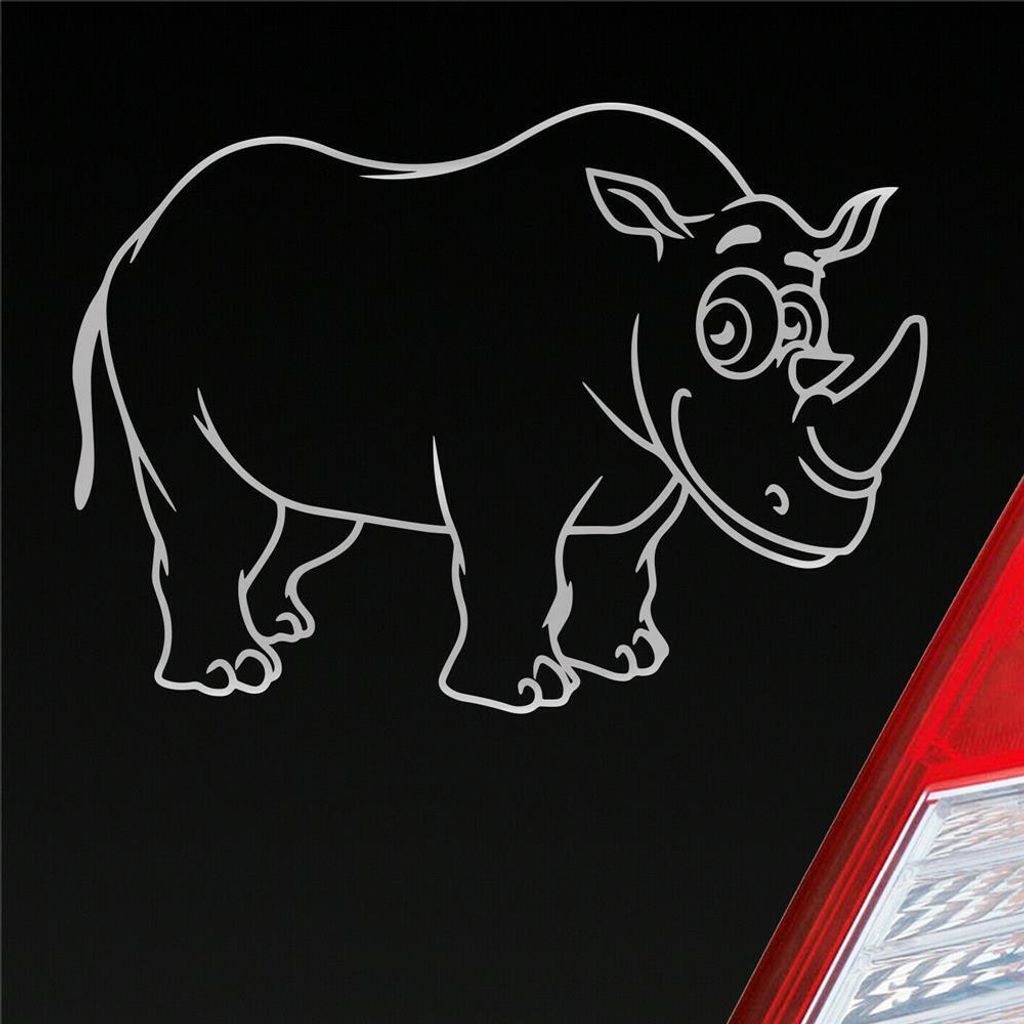 Auto Aufkleber NASHORN Rhino Motorrad Roller Afrika 13x10 cm Silber Sticker Heckscheibenaufkleber