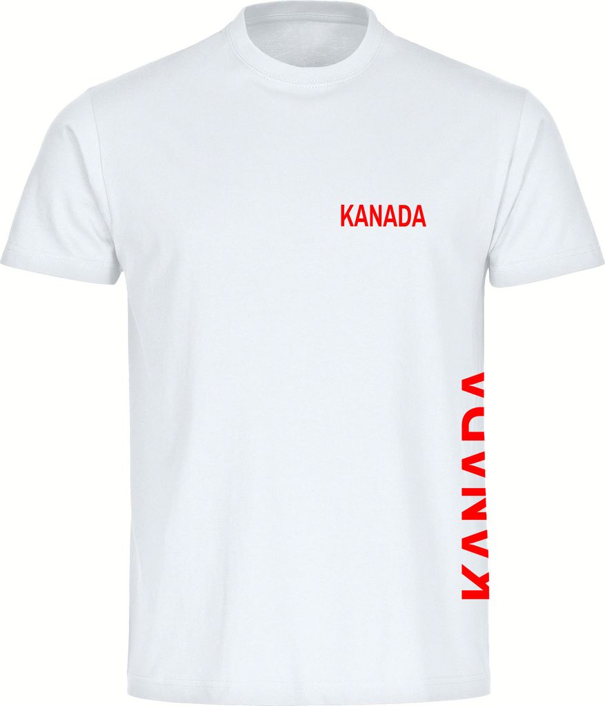 multifanshop Herren T-Shirt - Kanada - Brust & Seite, weiß, Größe XXL