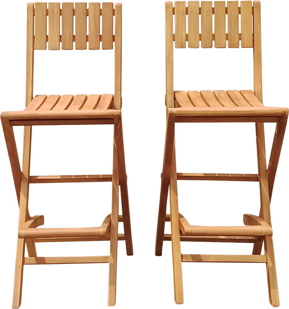 Tabourets de Bar Gain de Place : Lot de 2 Chaises en Teck Pliables AXI