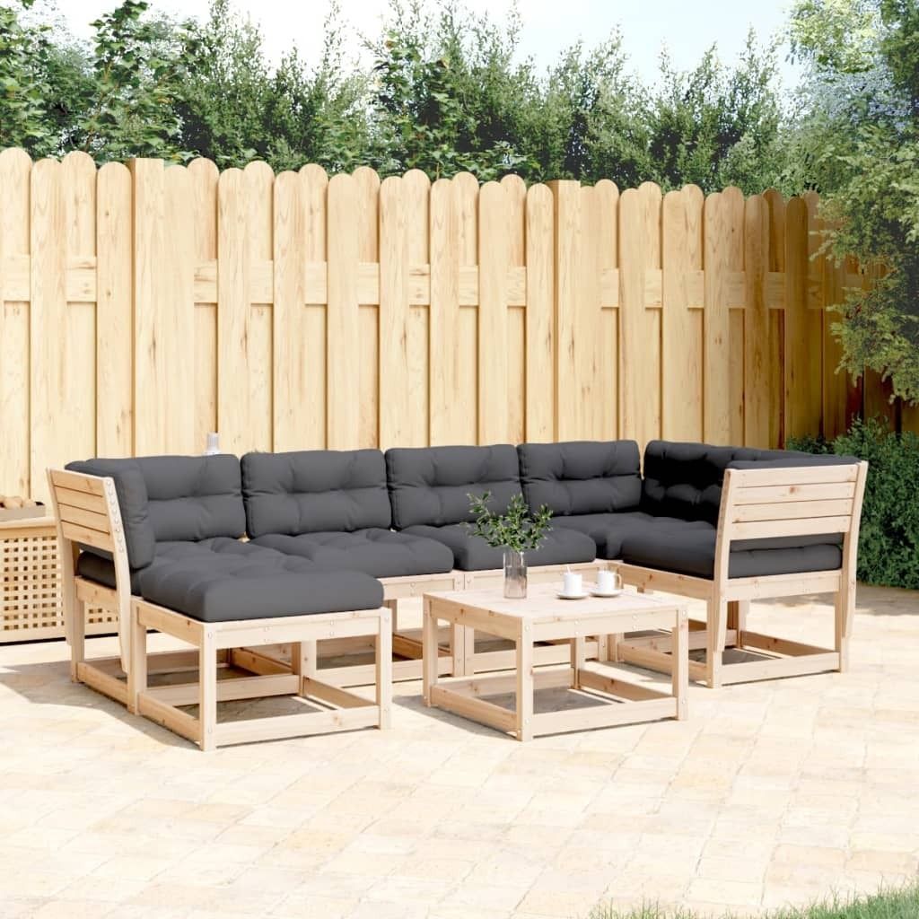 Maison Exclusive - 6-tlg. Garten-Sofagarnitur mit Kissen Massivholz Kiefer