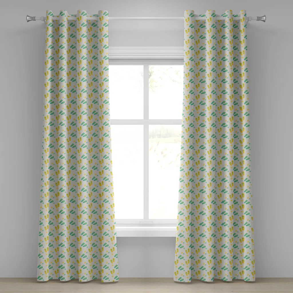 Rideau décoratif anti-regards motif exotique jaune pour grandes fenêtres