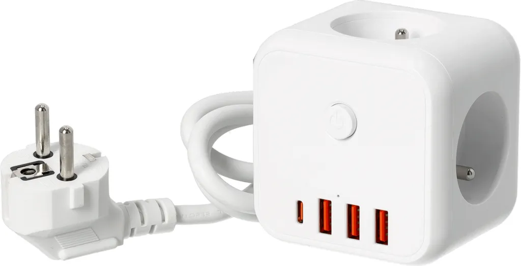 Bloc multiprise cube 3 prises avec USB-C KOBI LINEA PRO câble 1,5m