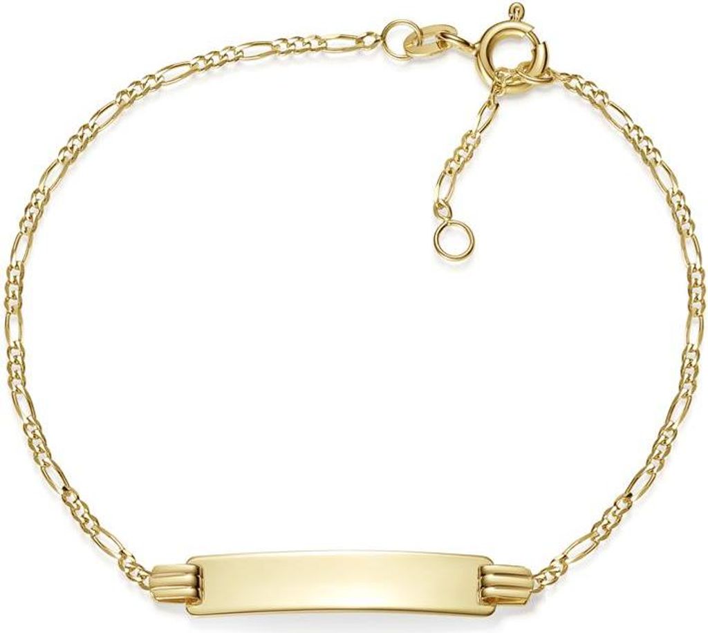 SILBERKETTEN STORE Kinder-Gravurarmband Figaro 1,5mm - 585 Gold - 14cm
