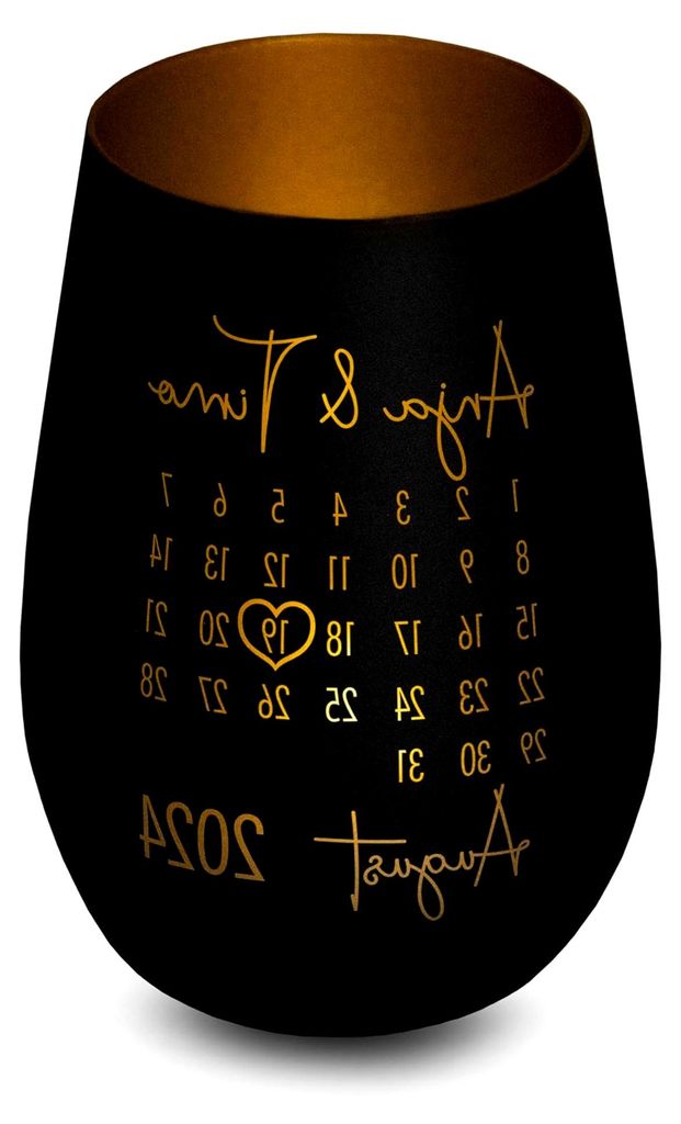 Windlicht aus Glas „Kalender“ personalisiert - Elegantes Geschenk mit Gravur - für sie und ihn - Jahrestag, Verlobung, Hochzeit, Jubiläumsges...