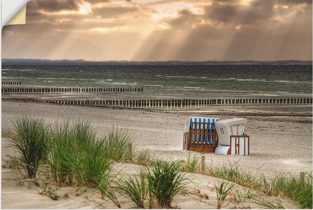 ARTland Wandbild, selbstklebend Schwarzer Busch Strand auf Insel Poel Größe: 120x80 cm