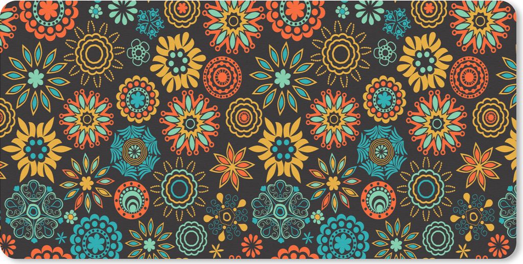 MuchoWow Schreibtischunterlage Bohème - Vintage - Blume - Flora 80x40 cm - XXL Mauspad - Gaming Mauspad