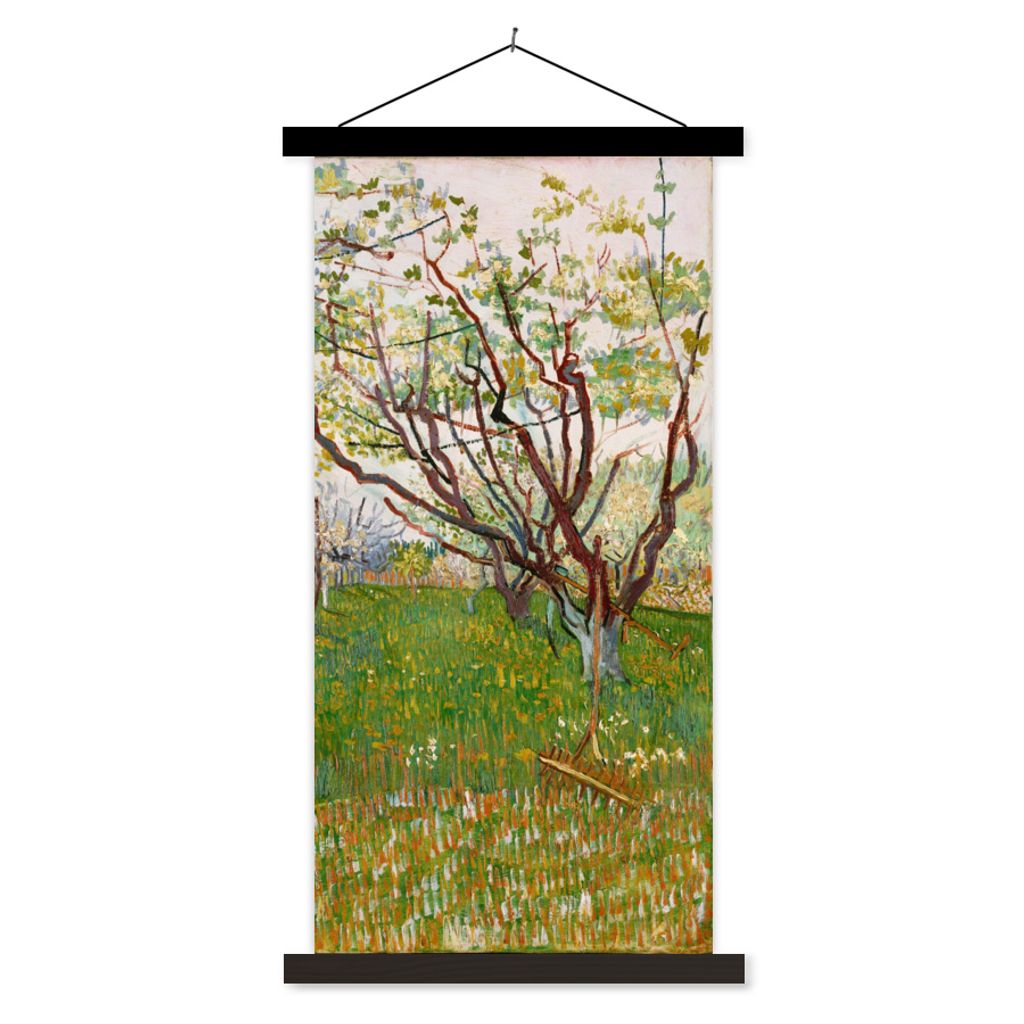 MuchoWow Textilposter Blühender Obstgarten - Vincent van Gogh 40x80 cm mit schwarzem Rahmen - Wandemalerei