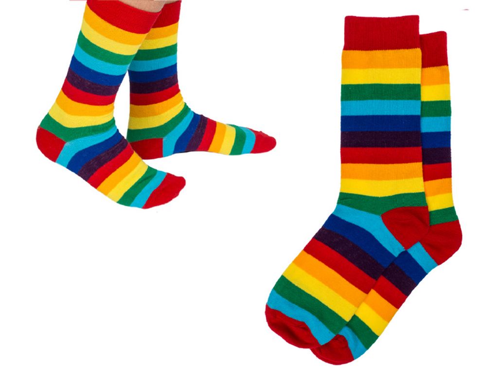 Strümpfe, Socken Metalldose, Regenbogen in