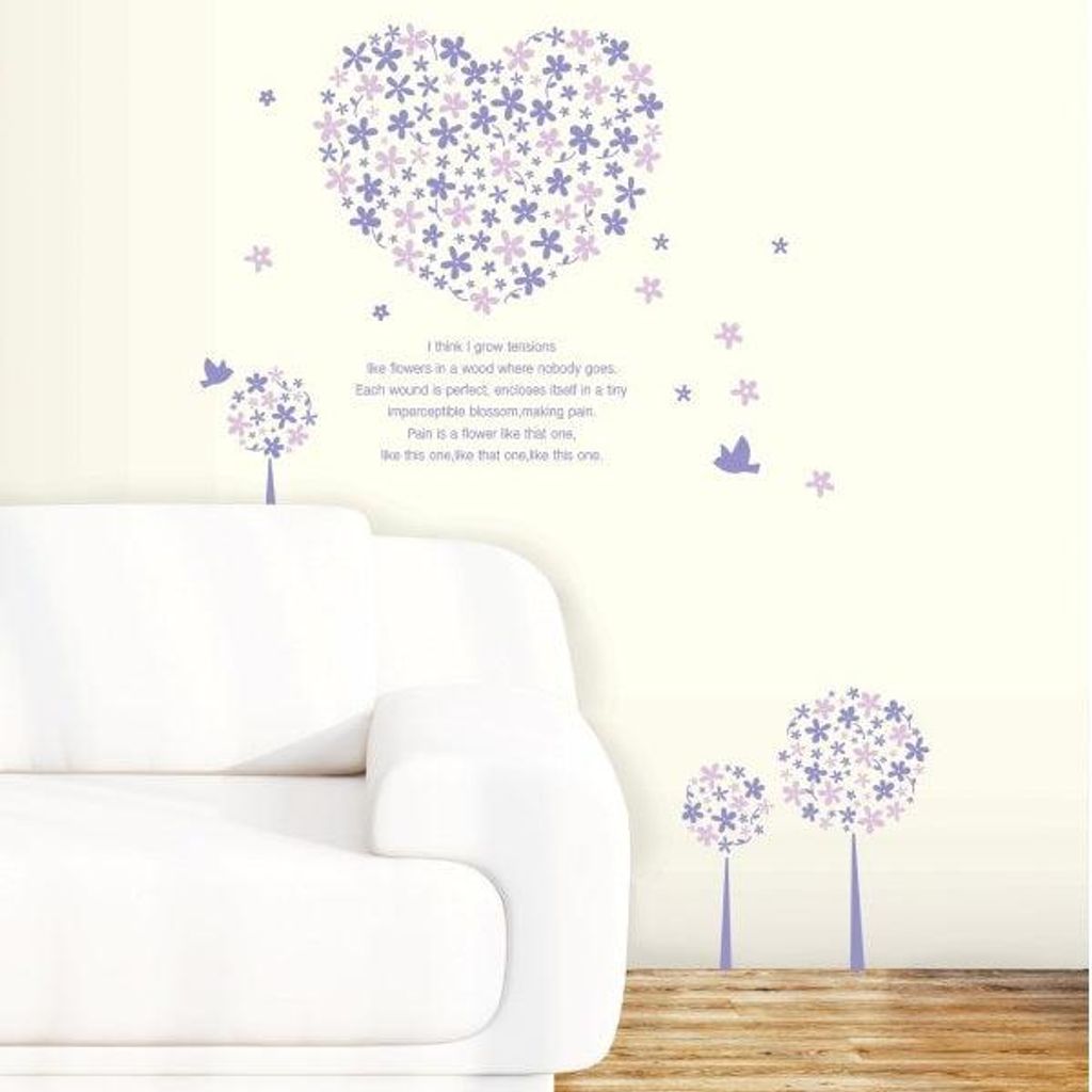 Wandaufkleber Herz Lila 55 x 55 cm Rückstandsfrei entfernbar