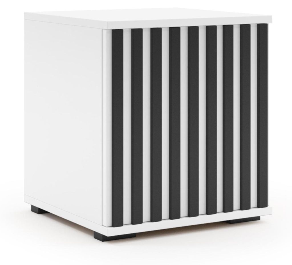 Vikk - Nachttisch Nachtschrank, Kleiner Beistelltisch Couch, Schlafzimmer Nachtkästchen Möbel, mit 3D-Lamellen, aus dicker, laminierter Spanplatt...