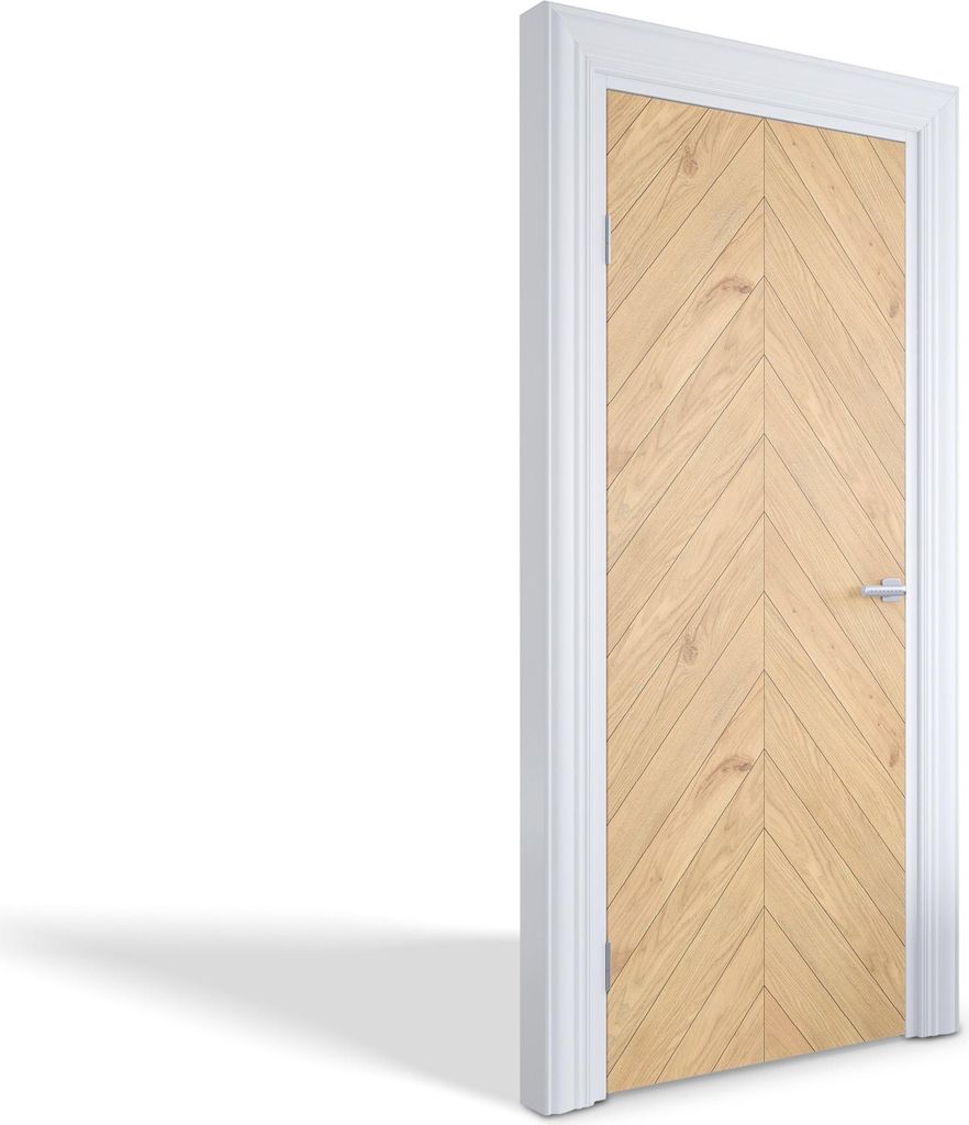 Innentür Folie Modern Selbstklebende Wandsticker Personalisiert - Fischgrätenmuster aus Holz - 85 x 205 cm