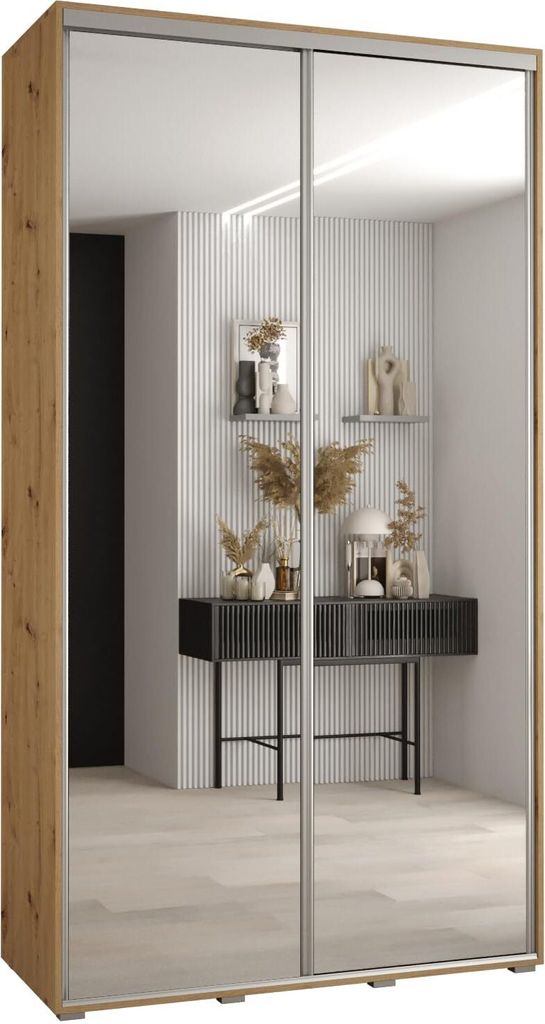 MEBLE KRYSPOL Cannes 2 Schrank mit 2 Schiebetüren - 205,2x130x60 cm - Artisan Artisan Silber