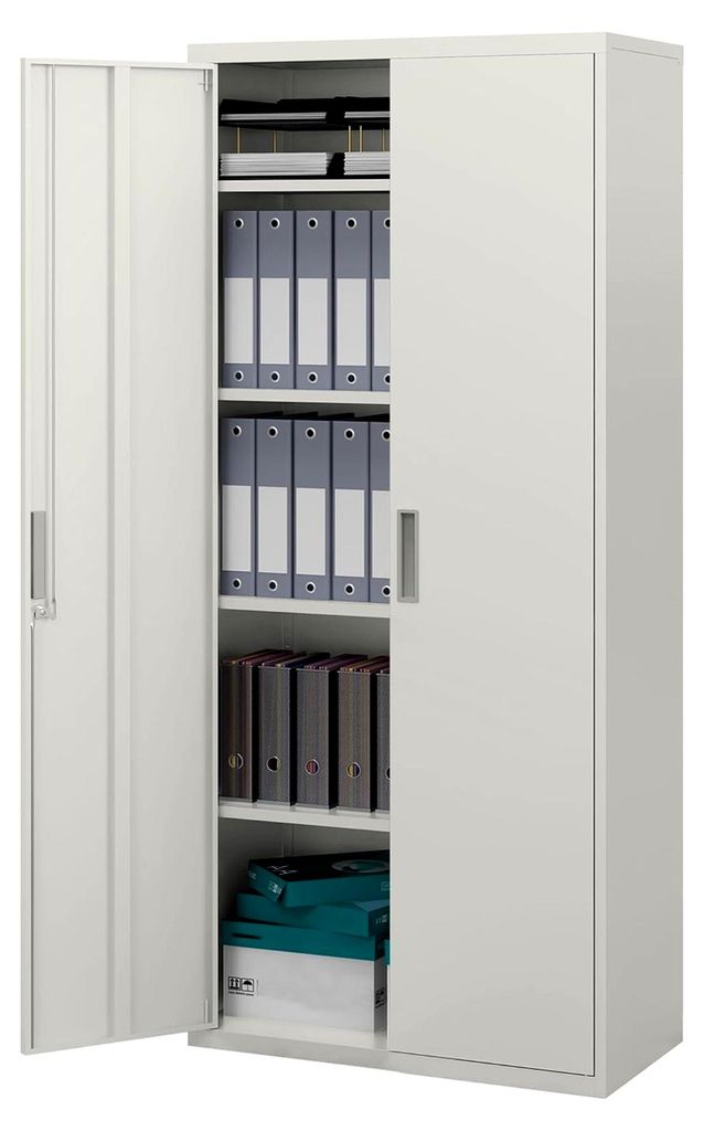 Aktenschrank, Büroschrank mit 2 Türen, 5 Ebenen, Mehrzweckschrank mit verstellbaren Regalen, Aufbewahrungsschrank aus Stahl, für Arbeitszimmer u...
