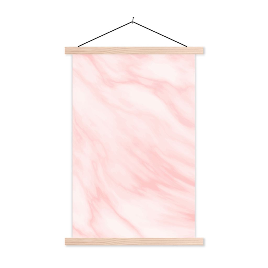 MuchoWow Textilposter Marmor - Rosa - Weiß - Luxus - Marmoroptik 60x90 cm mit holzfarbenen Rahmen - Textil
