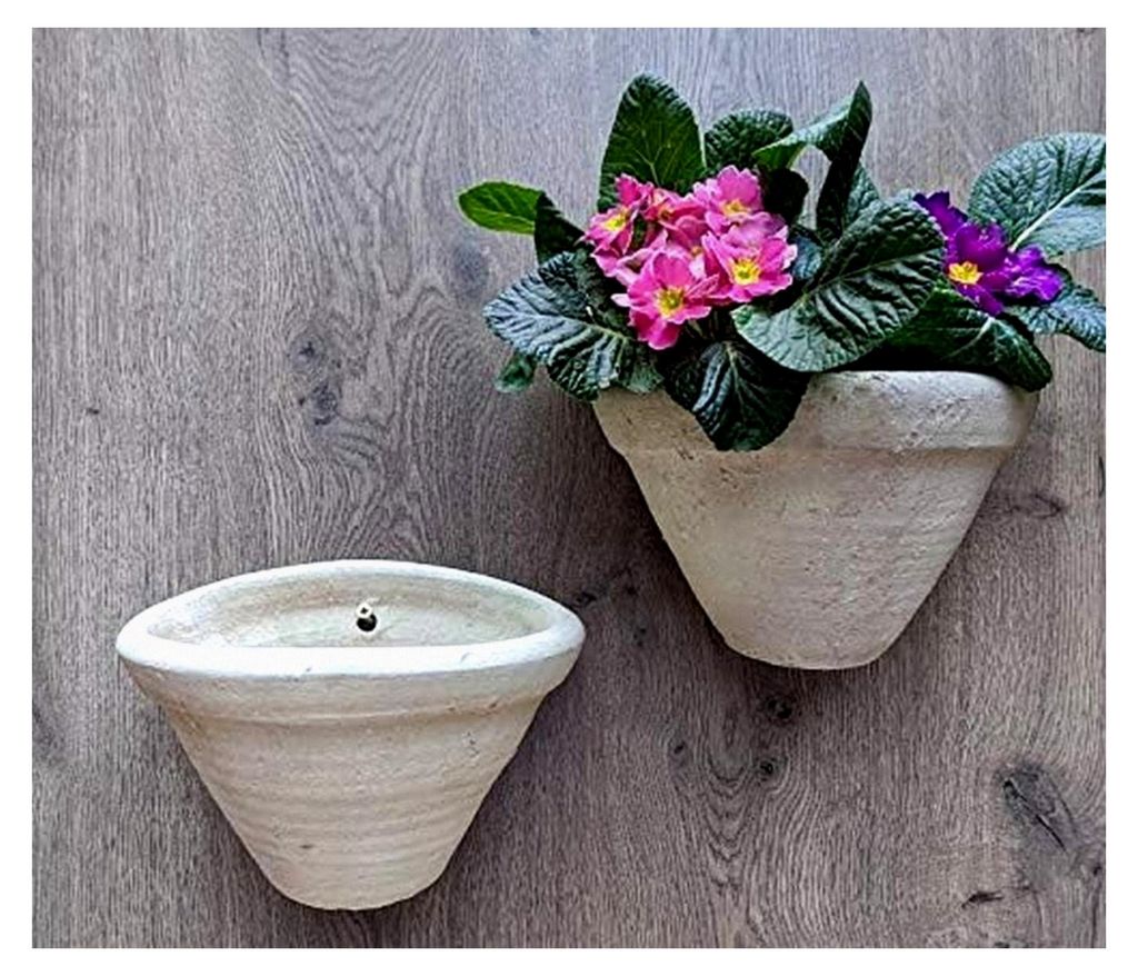 2 Stück Wandamphoren Blumentopf aus echtem Terrakotta, ca. 23 cm, Blumenkübel für Garten und Wohnung
