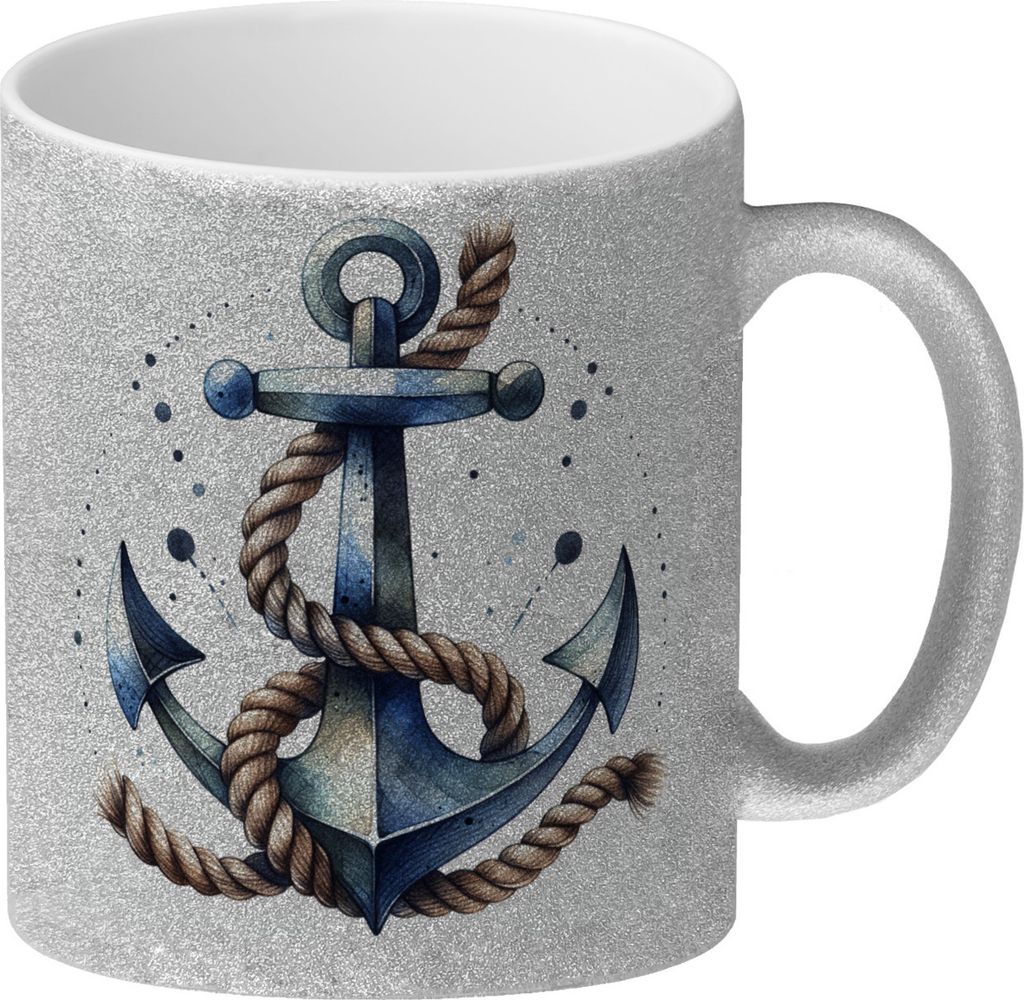 Anker Glitzer-Kaffeebecher