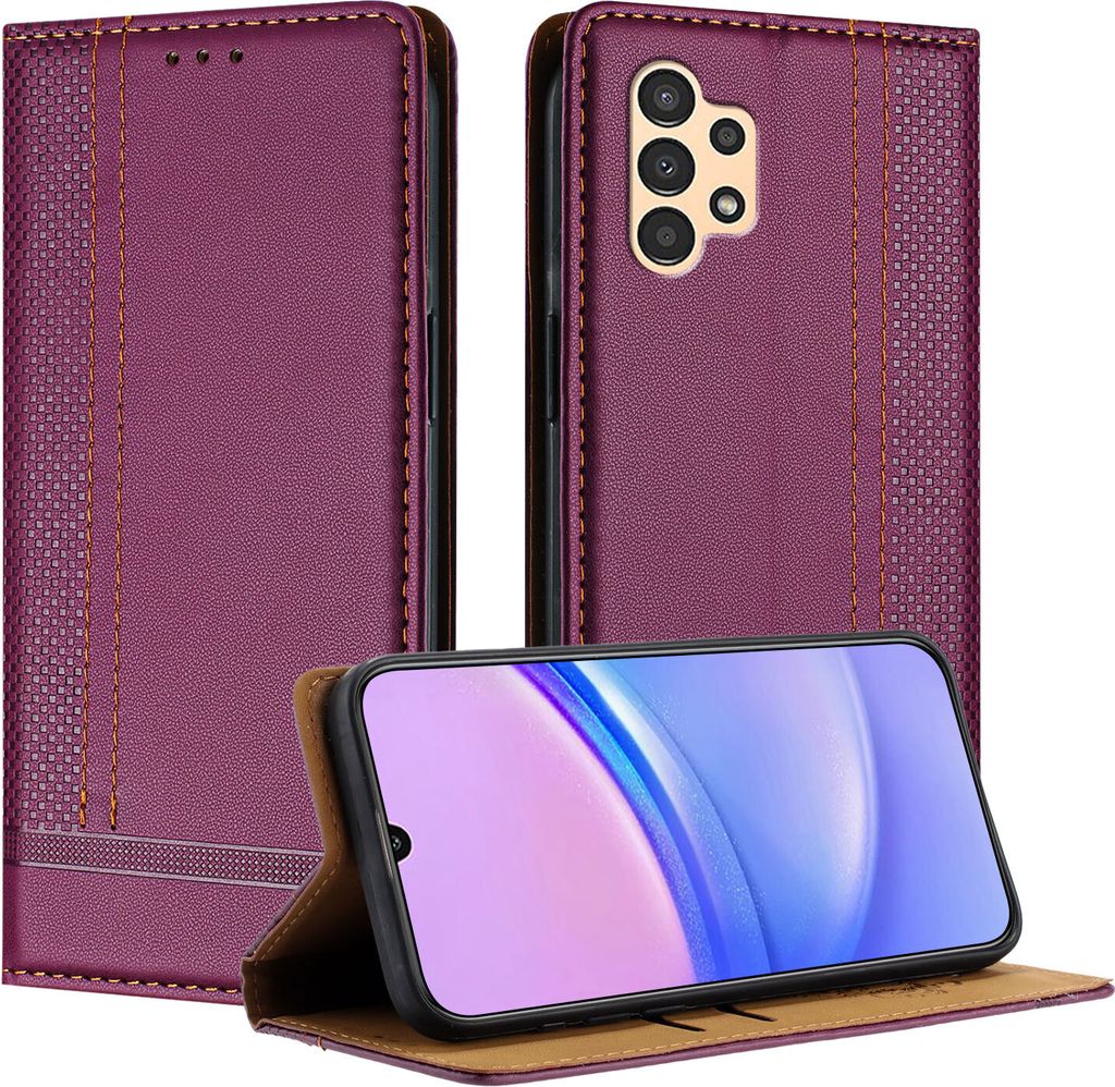 Handyhülle für Samsung Galaxy A04S A04 A13 5G/4G Leder Flip Klappbare Schutzhülle mit Standfunktion Lila