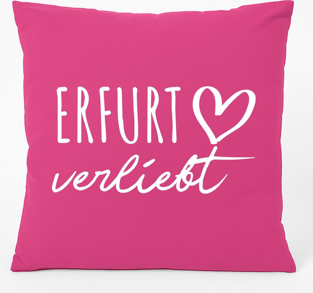 Huuraa Kissen Erfurt verliebt 40x40cm mit Füllung Fuchsia Baumwolle Dekokissen Geschenkidee