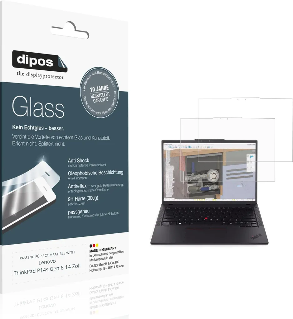 2x Pellicola Protettiva Lenovo ThinkPad P14s Gen 6 Vetro Flessibile 9H