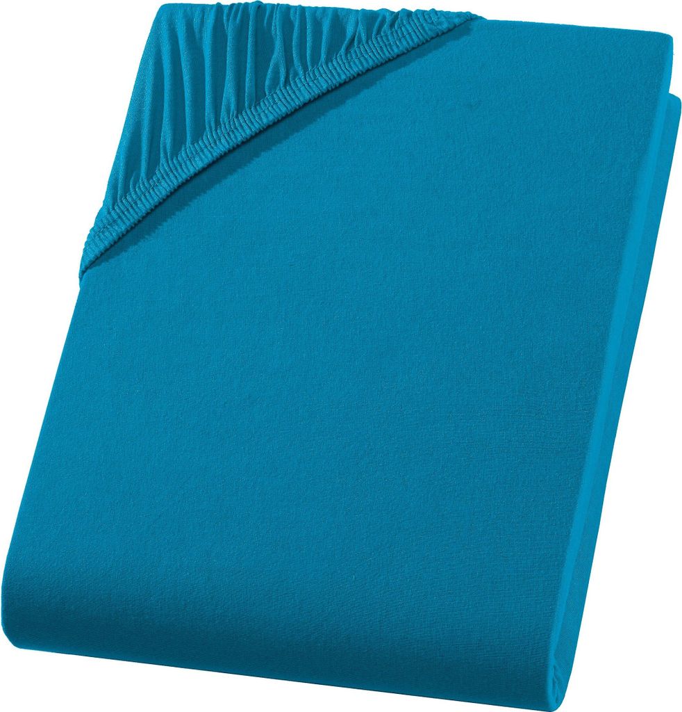 Spannbettlaken 140x200 cm - 160x220 cm - Petrol Blau - Jersey Wasserbett Boxspringbett Übergröße