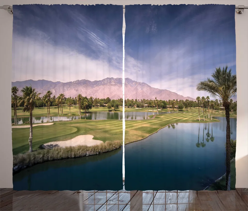 Rideaux universels pour salon Paysage de Golf Chino 280 x 225 cm Vert Olive