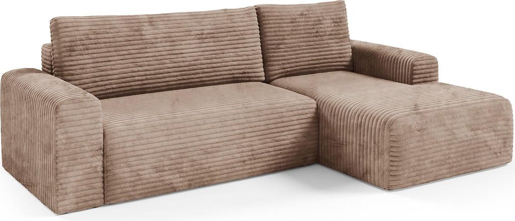 Folgarida - Schlafsofa mit Ottomane, 268x163 cm Beige, Stauraum