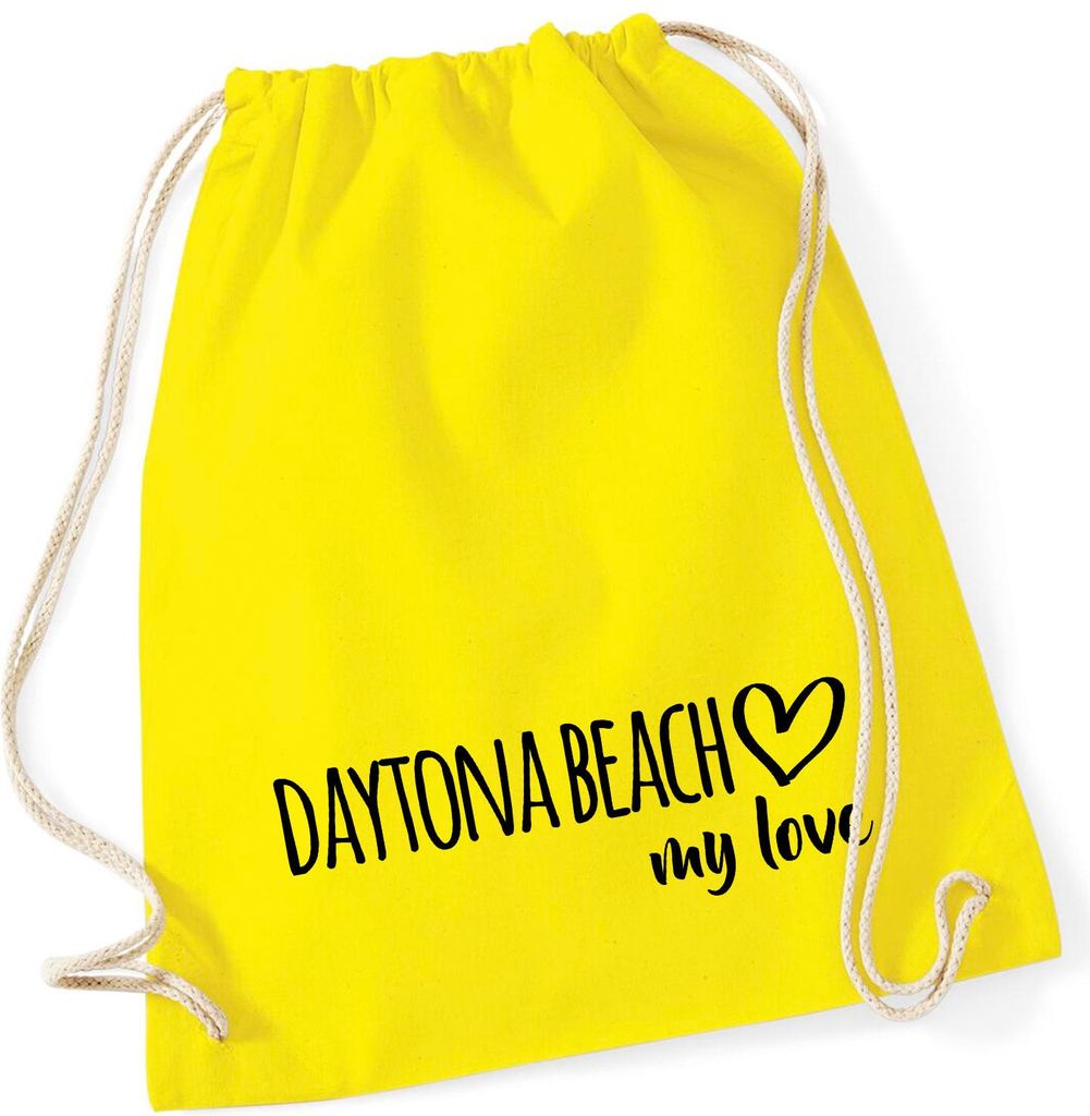 Huuraa Turnbeutel Daytona Beach my love 12 Liter Yellow Baumwolle Rucksack Geschenkidee